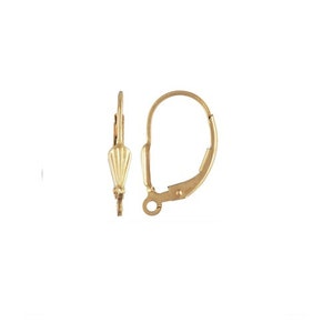 14K Gold Filled Shell Design Leverback Closed Loop Earrings | Shell Lever Back | Earwires | Make your own jewelry, earrings