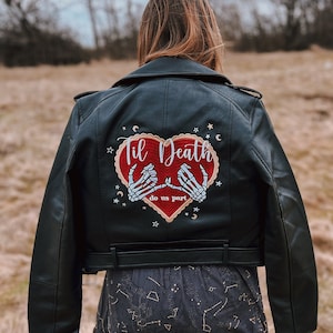 Til Death Do Us Part Jacket Bride Leather Jacket Bridal Cover Up Custom Bride Jacket Wifey Jean Jacket Mrs Jacket Couple Wedding Cover up