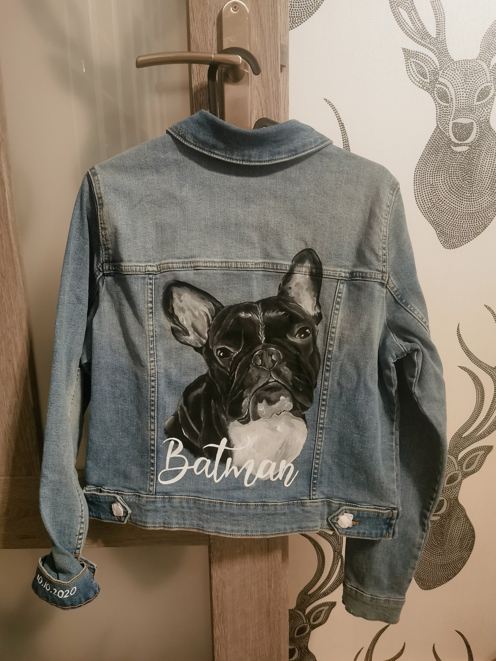 Handpainted Denim Jacket With Your Dog Personalized Pet Etsy
