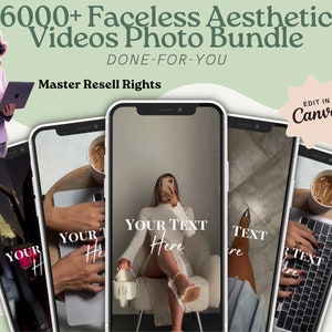 6000+ Faceless Aesthetic Videos for Instagram Reels, Minimalist Faceless Digital Marketing Videos With Master Resell Rights, MRR/PLR, Canva