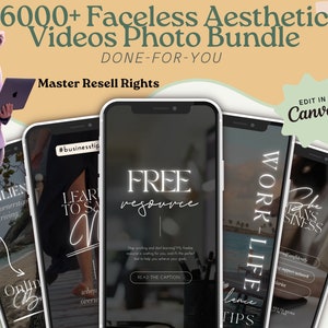 6000+ Faceless Aesthetic Videos for Instagram Reels, Minimalist Faceless Digital Marketing Videos With Master Resell Rights, MRR/PLR, Canva