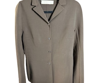 Blazer Agnona de lana y lycra, talla IT 42 US 6, color marrón, fabricado en Italia, de lujo discreto.