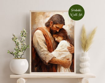 Jesus Hugging Woman Art | LDS Christian Portrait (Digital Download)