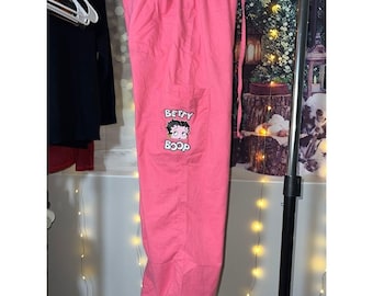 Pantalones médicos Betty Boop con cordón rosa para mujer, talla pequeña, 180