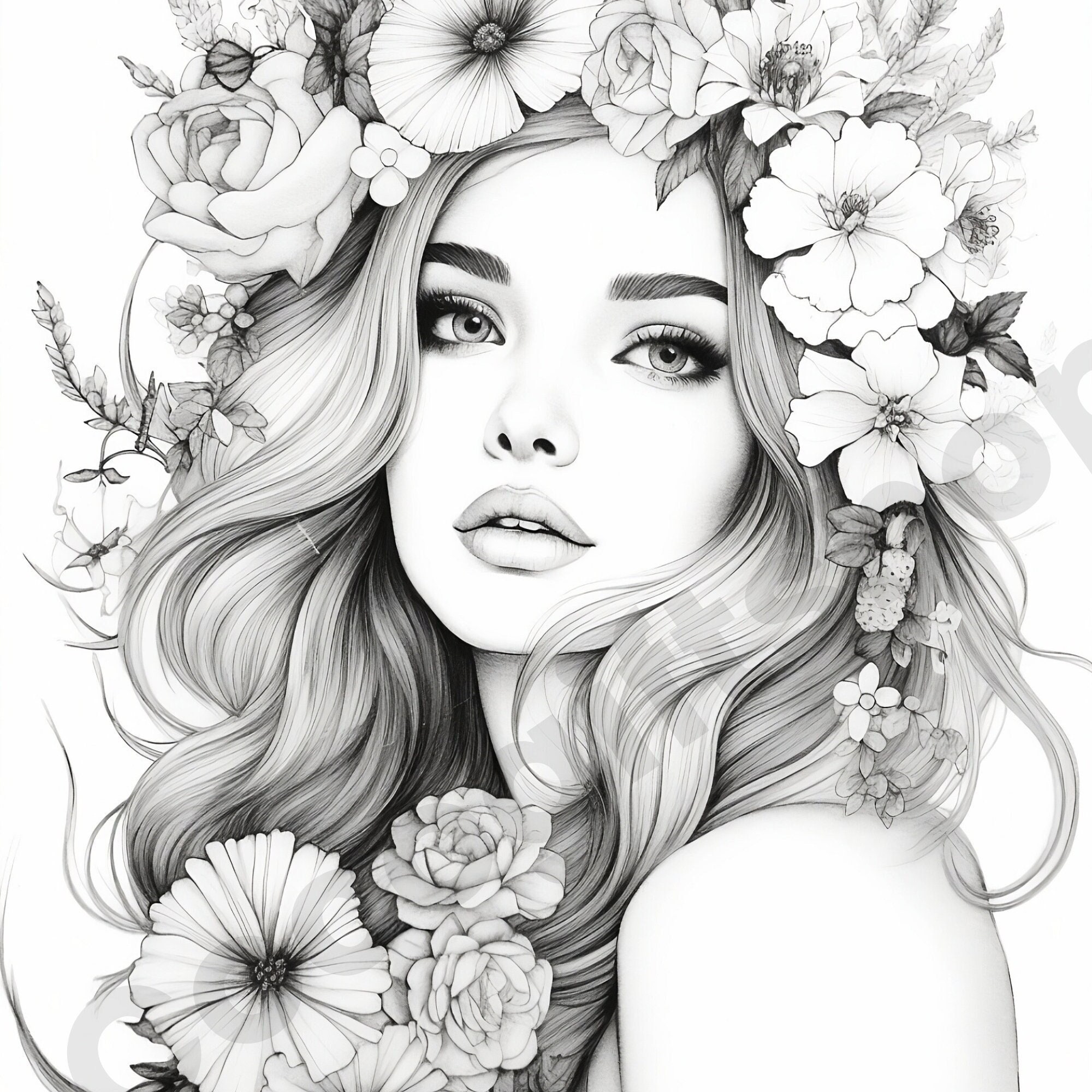 Relaxing Flowers Coloring Book for Adults - Rose Mystery Flower Designs ...
