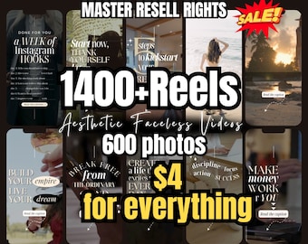 Más de 1400 Reels y videos sin rostro: Paquete de marketing para Instagram (MRR)