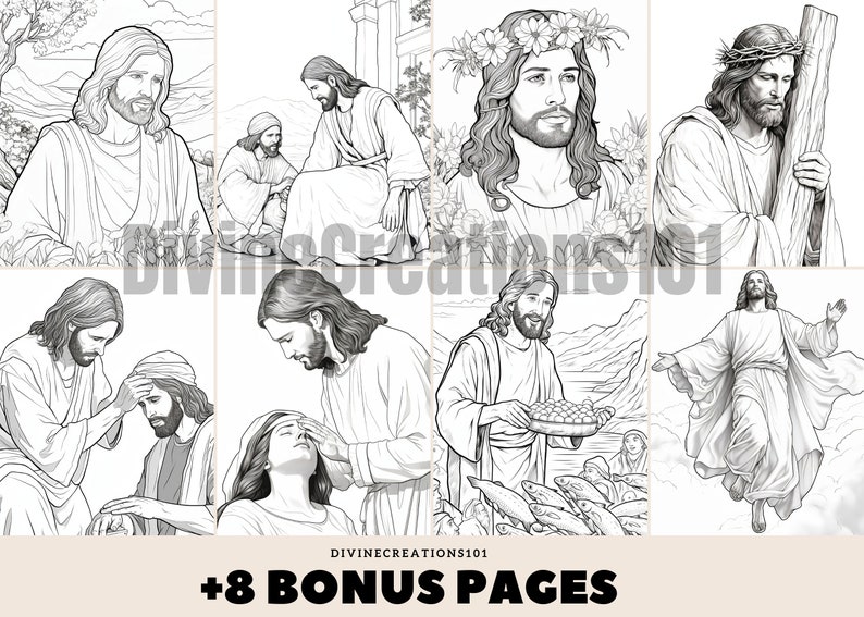 Jesus Feeding the Multitude With Fish and Bread Grayscale Etsy