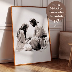 Jesus Listening | Personalized Printable Wall Decor, Digital Download -LDS Art | Portrait of Christ |Christian| Religious Painting | YW Gift