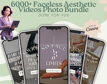 Más de 6000 vídeos estéticos sin rostro para carretes de Instagram, vídeos minimalistas de marketing digital sin rostro con derechos de reventa maestros, MRR/PLR, Canva