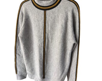 Vintage Jantzen NFL The Expandables Mock Neck Sweater Mens Large Grey USA Made