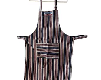 Delantal de chef a rayas estilo bistró parisino de Now Designs, azul marino, rojo y blanco, talla única.