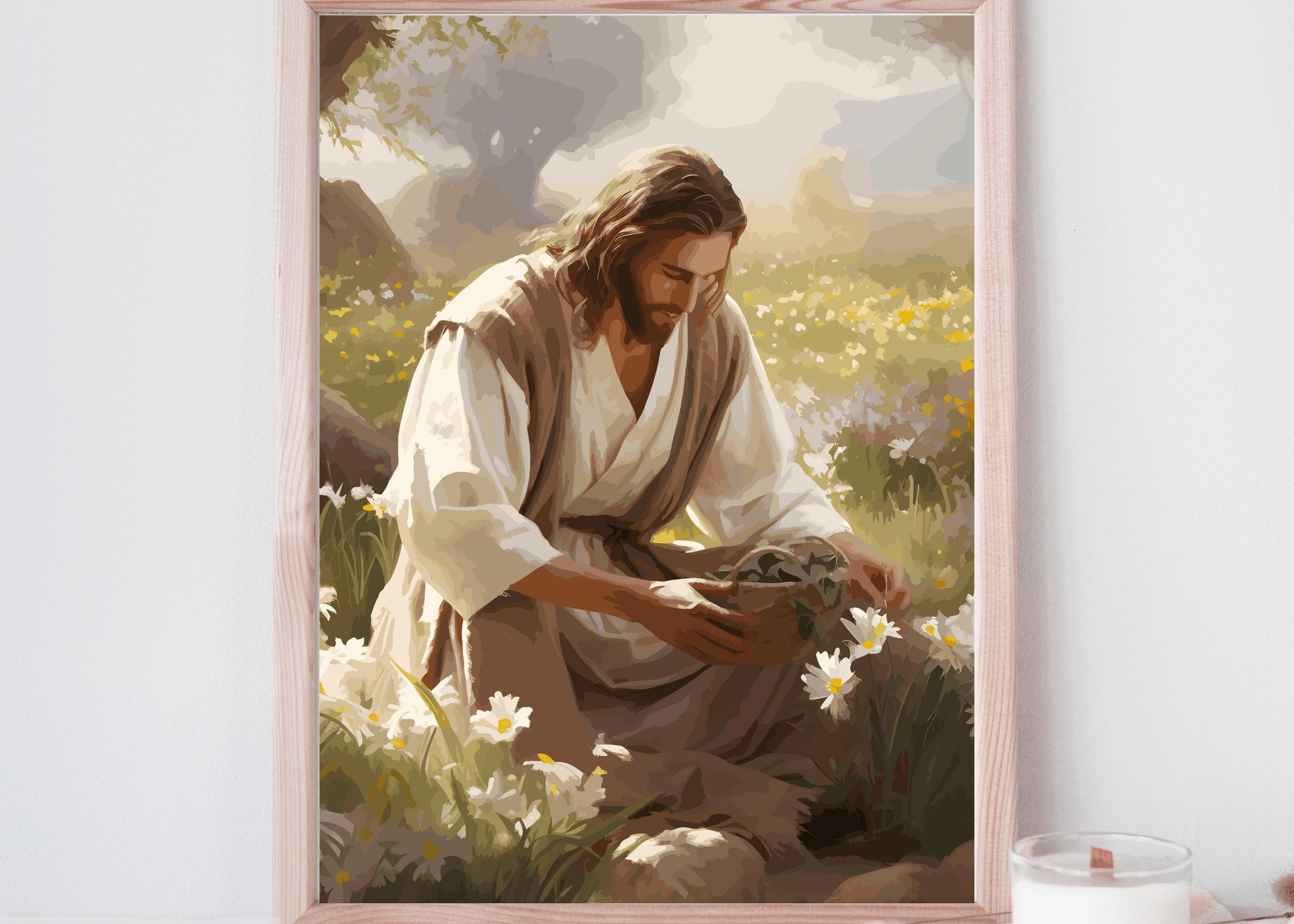 The Gardener Print / Artwork of Christ Christ and Flowers - Etsy