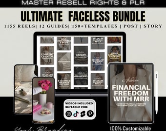 1110+ Premium Faceless Videos with MRR. Digital Marketing Instagram Reels Bundle, Mrr, Plr - IG w Aesthetic DFY Content & Story Templates.