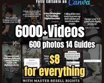 Paquete de cursos de marketing sin rostro / Más de 6000 vídeos y guías / MRR y PLR