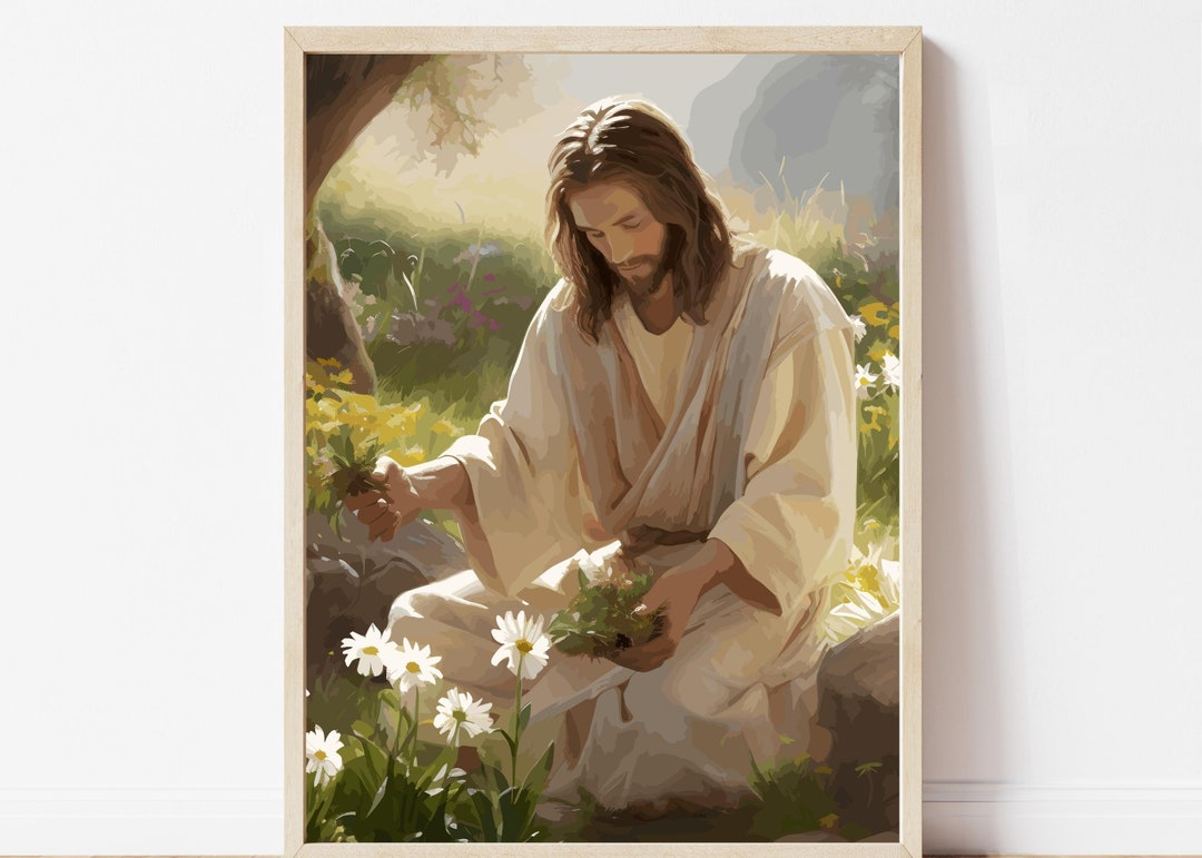 The Gardener Print / Artwork of Christ Christ and Flowers - Etsy