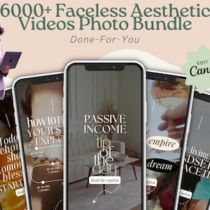 6000+ Faceless Aesthetic Videos for Instagram Reels, Minimalist Faceless Digital Marketing Videos With Master Resell Rights, MRR/PLR, Canva
