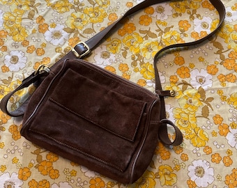 Nine West Brown Suede Leather Crossbody Purse