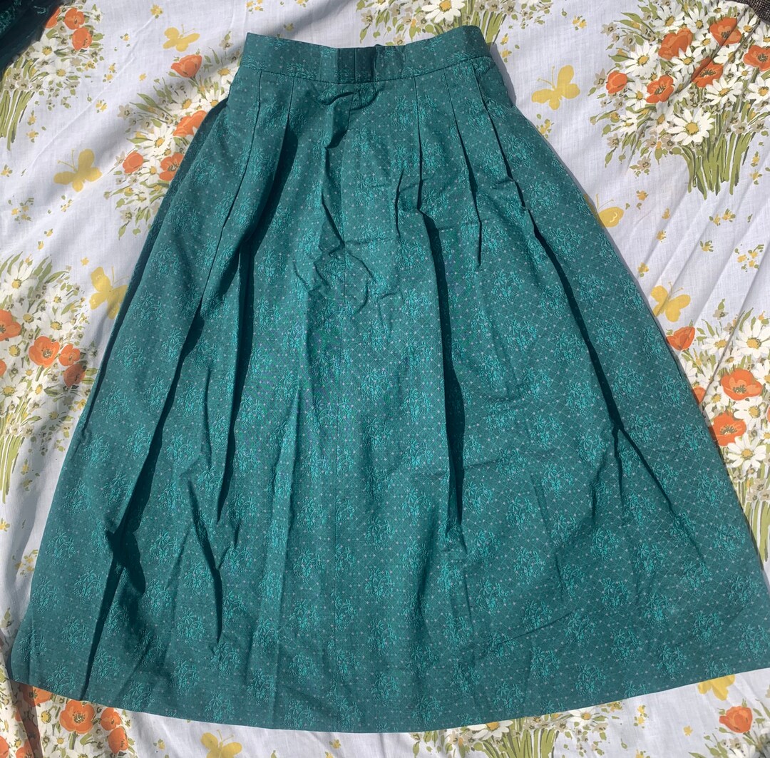 Vintage Green Skirt W/purple Designs - Etsy