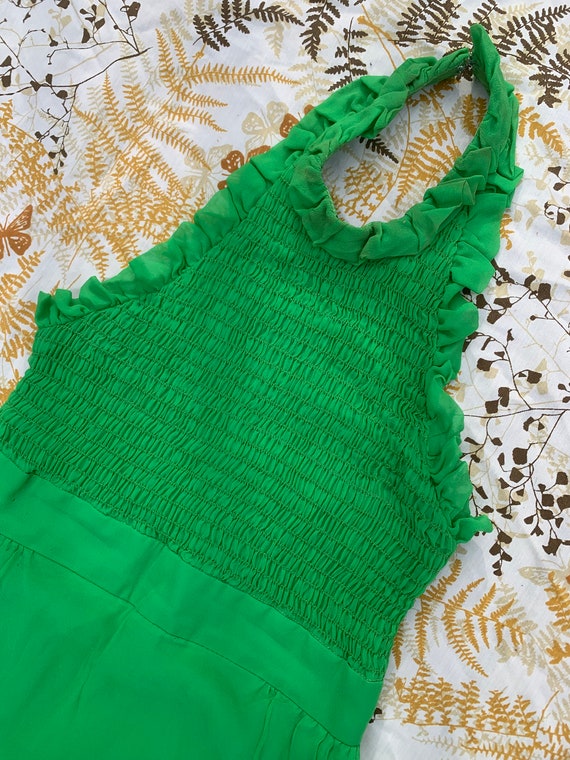 Hostess Gown 1970s Handmade Green Dress & Shawl - image 3
