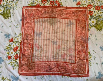 Red with White and Pink Design Sheer Scarf