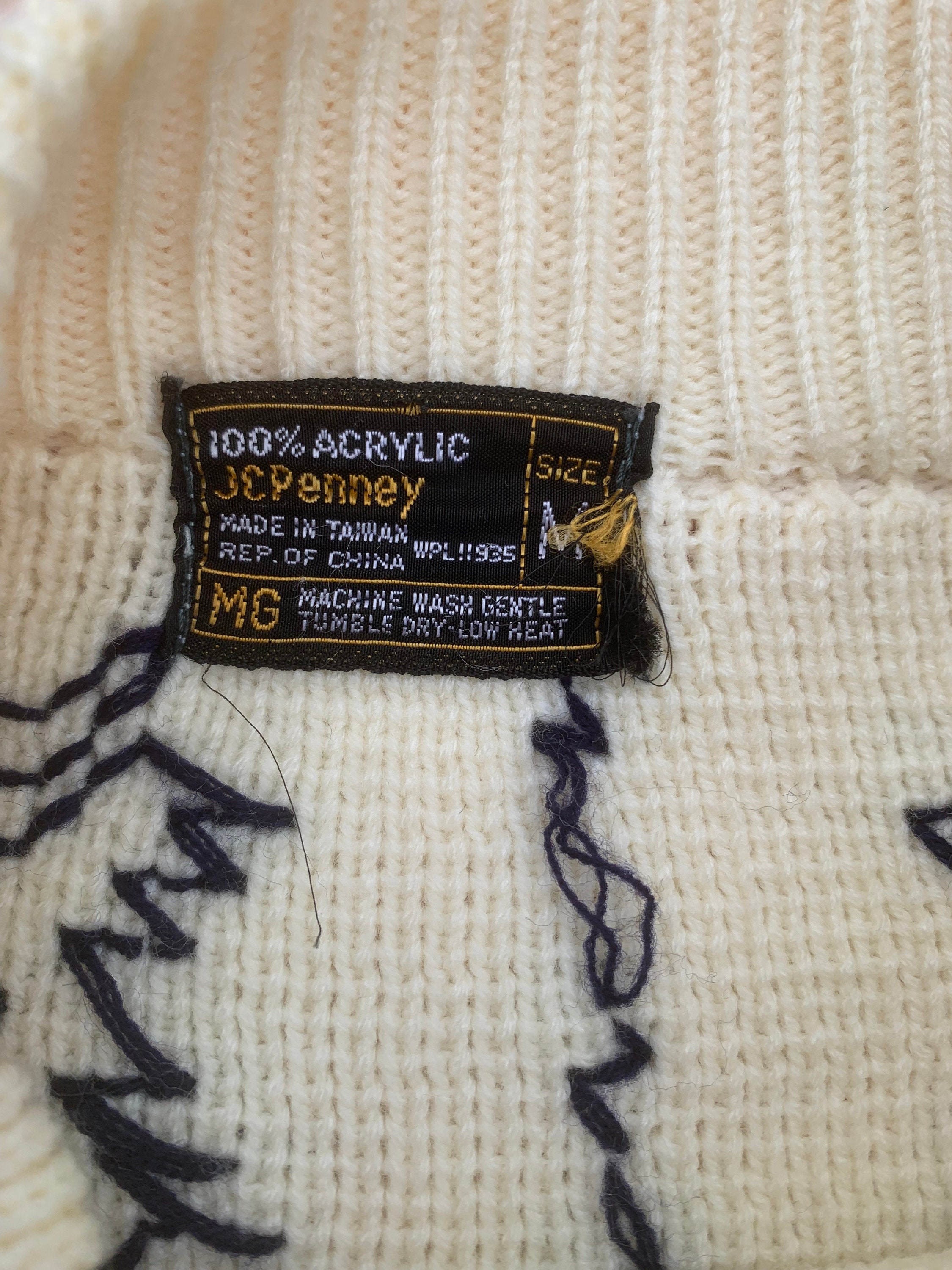 JC Penney Vintage Cream/red/blue Sweater - Etsy
