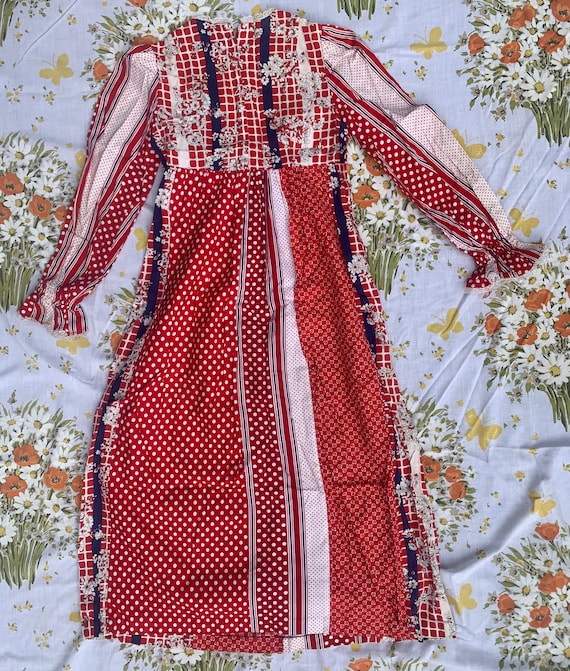 Vintage Floral Red Girls Dress - image 2