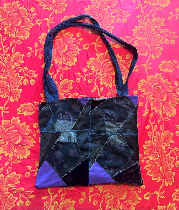 Patchwork Purple Velour Handbag - image 3