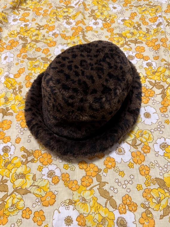 Cheetah Pattern Fuzzy Hat - image 1