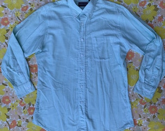 Chemise boutonnée à rayures vert clair Lands End