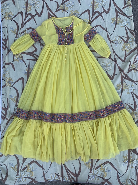 Vintage Beverly Paige Yellow Boho Dress - image 1