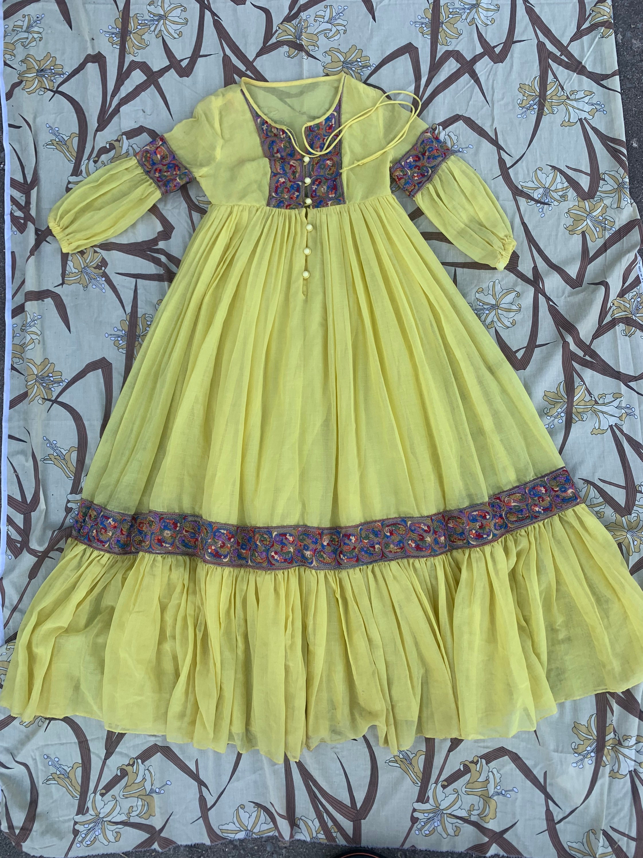 Vintage Beverly Paige Yellow Boho Dress