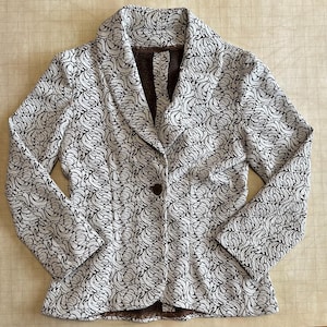 Blazer marrone astratto fatto a mano degli anni &#39;70