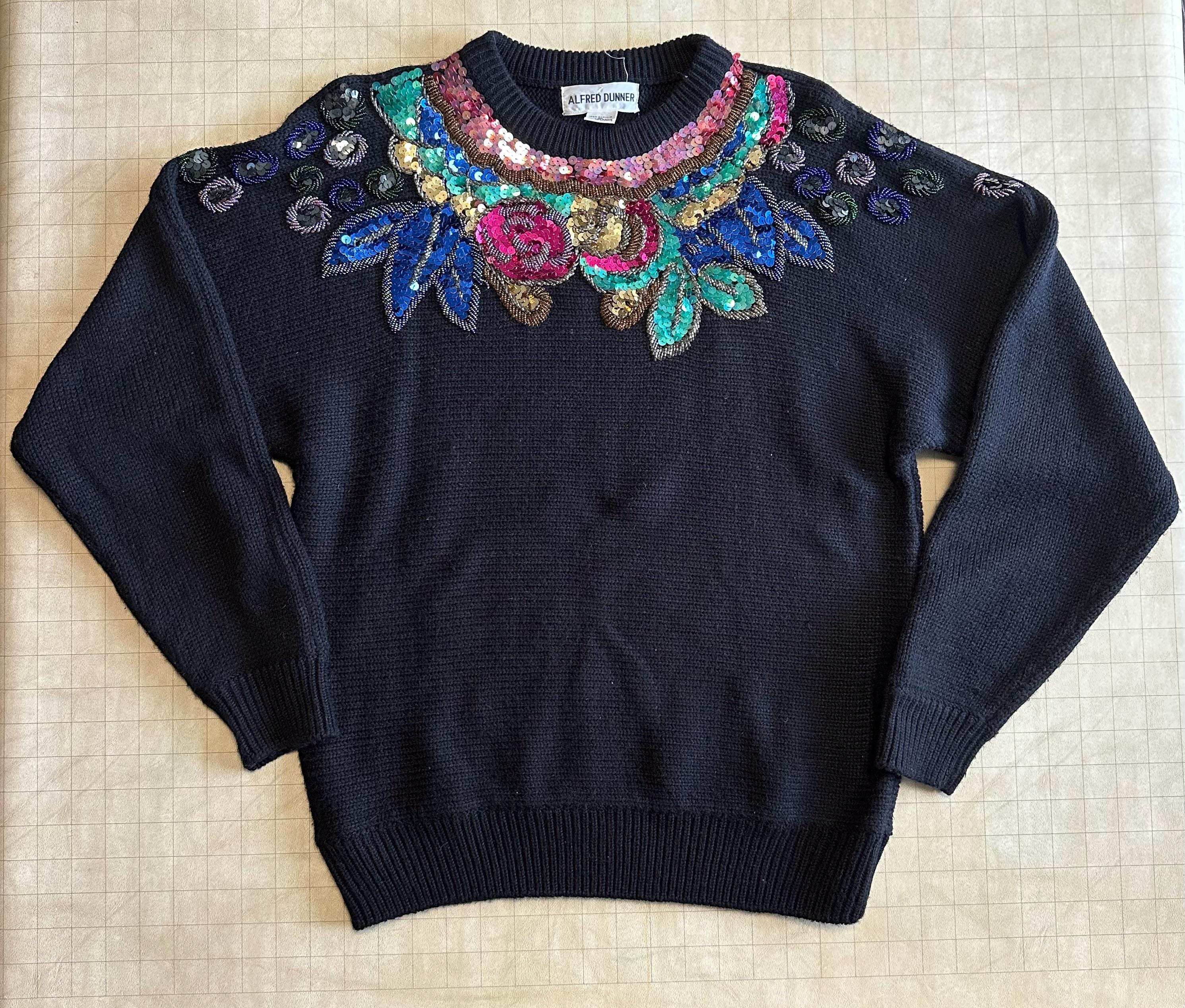 Alfred Dunner Bedazzled Black Sweater