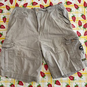 JNCO JEANS Men's Olive Washout Crown Cargo Shorts Tag Size JNCO JEANS Men's Olive Washout Crown Cargo Shorts Tag Size