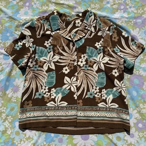 Hawaiian Collared Brown Button Up Shirt