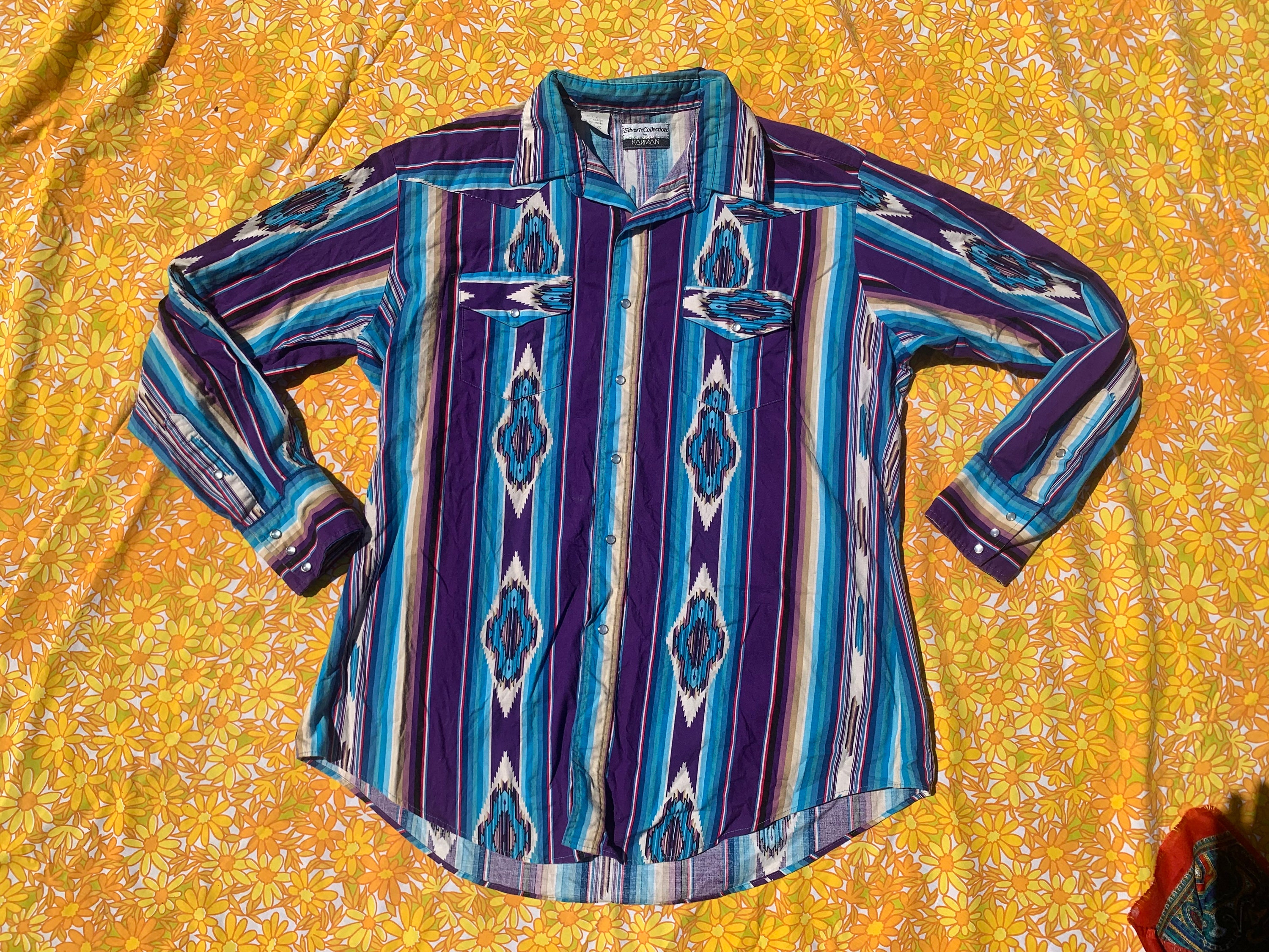 Karman Silver Collection Funky Western Pearl Snap Button Up - Etsy