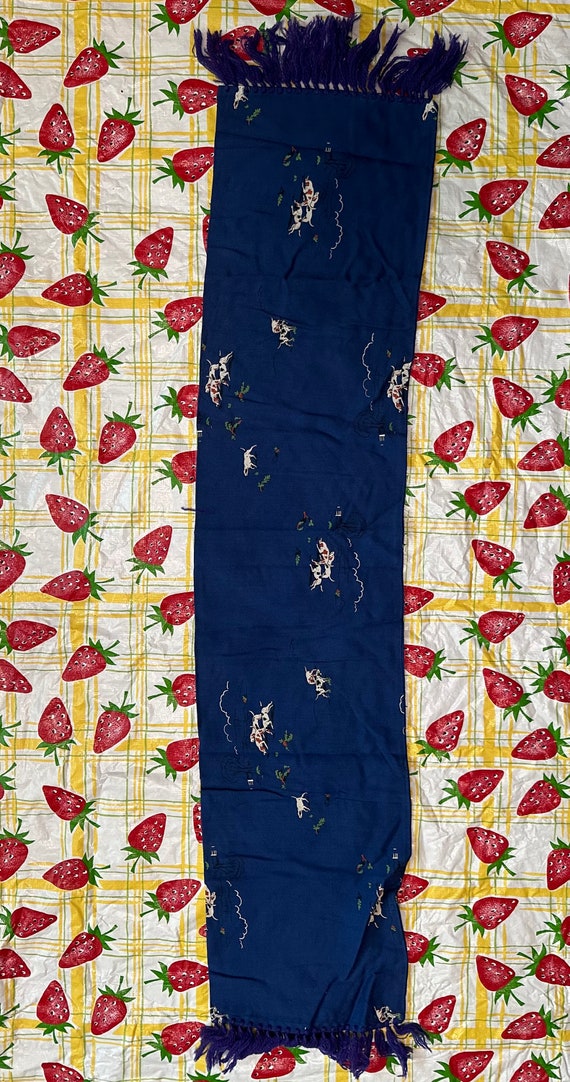 Blue Scarf With Dog Pattern - image 2