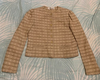 Carlisle Vintage Woven Pattern Cream Blazer