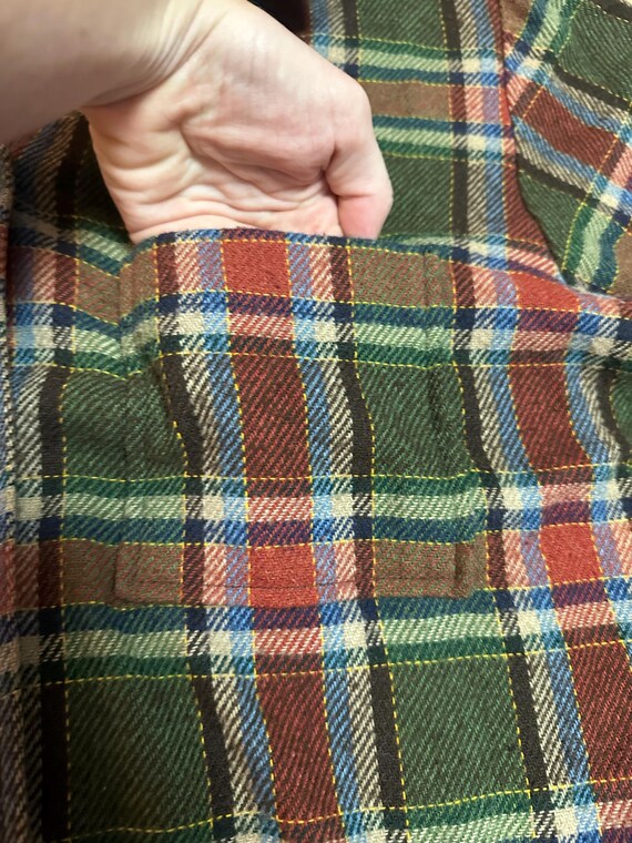 Plaid Fringe Bottom Wool Blend Button-Up - image 3