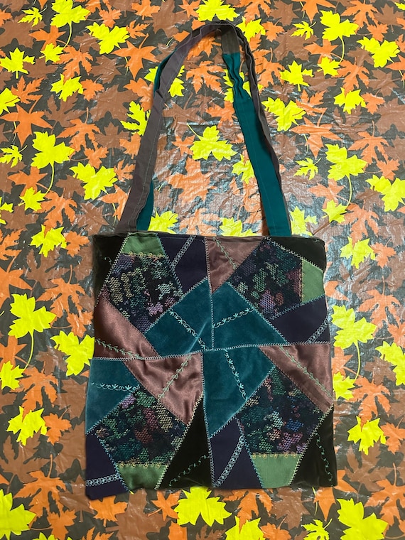 Multicolor Velour Patchwork Bag - image 3