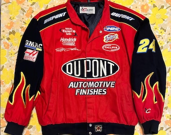 VTG 90s 00s Jeff Gordon 24 Dupont NASCAR Champions Flames Jacket