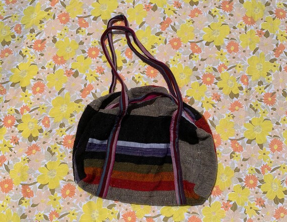 Boho Multi-color Wool Duffle Bag - image 4