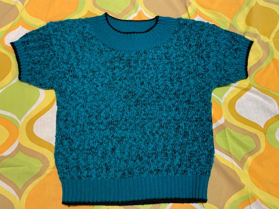 Vintage Teal Knit Sweater - image 1