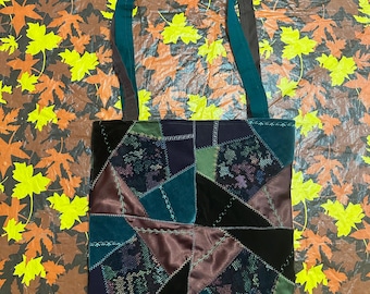 Sac patchwork en velours multicolore