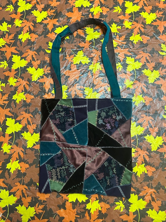 Multicolor Velour Patchwork Bag - image 1