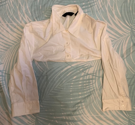 Express White Collared Crop Button-up - image 1