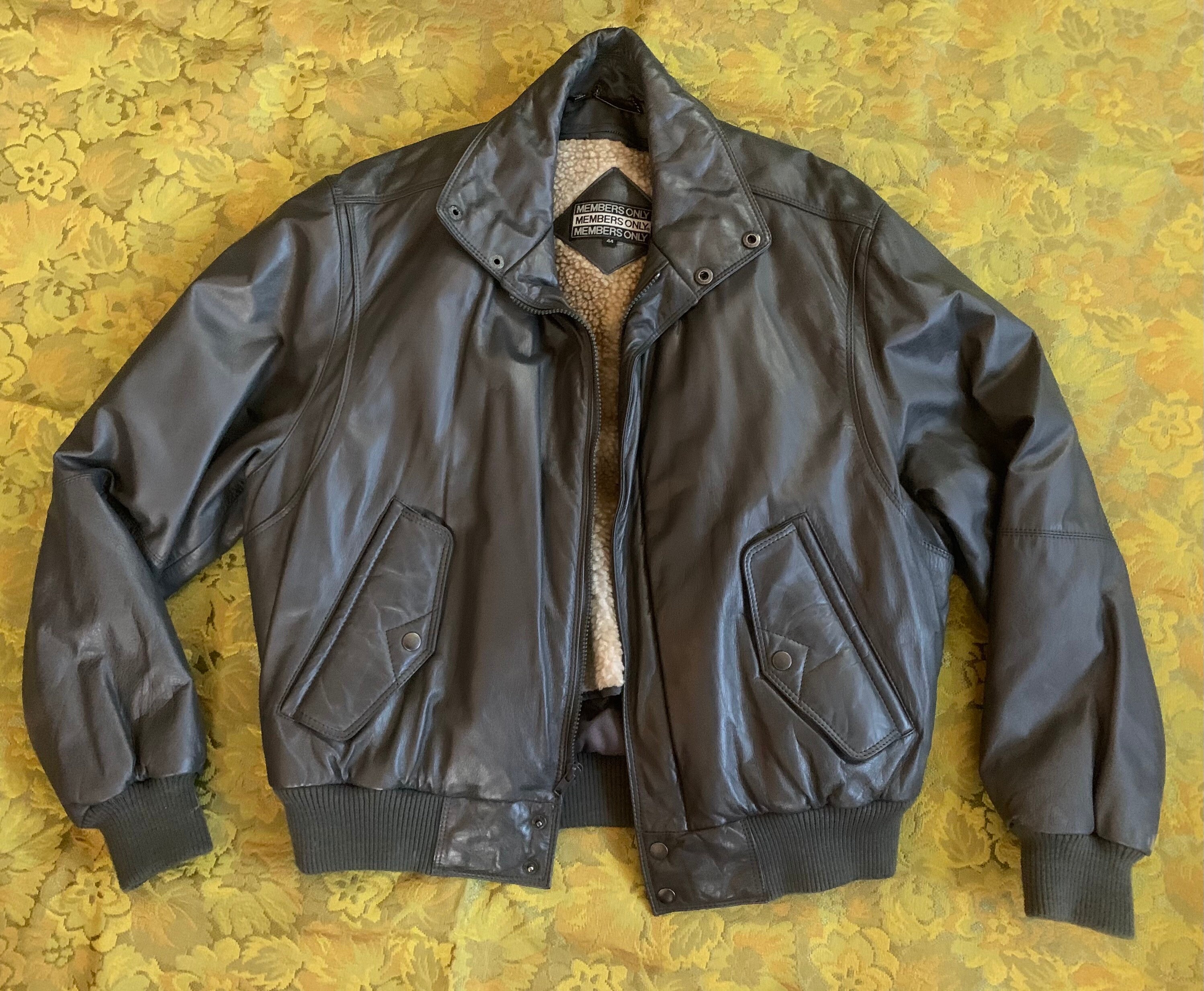 Members Only Leather Jacket   Etsy Canada