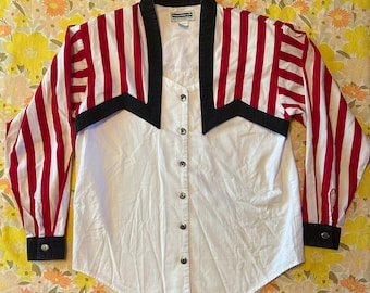Panhandle Slim Red, White, & Black Layered Look Rodeo Shirt