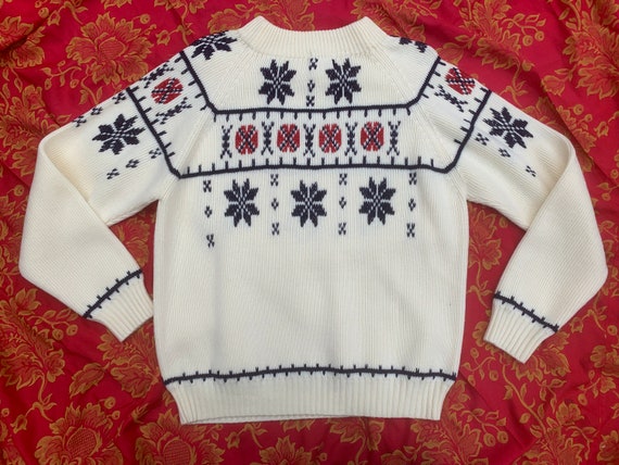 JC Penney Vintage Cream/red/blue Sweater - Etsy