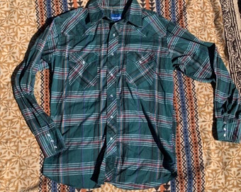 Wrangler Green Plaid Western Shirt